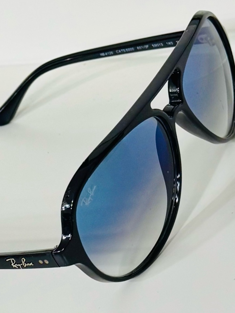 Ray-Ban Cats 5000 Black Blue Gradient Aviator Sunglasses 59mm 🇮🇹 Made in Italy